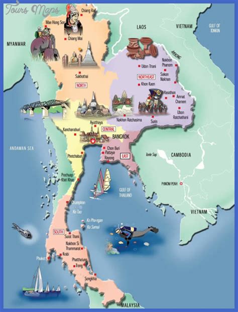 thailand map with tourist places